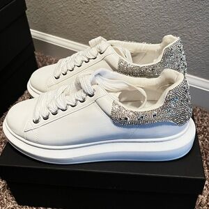 Steve Madden White and Silver Sneakers